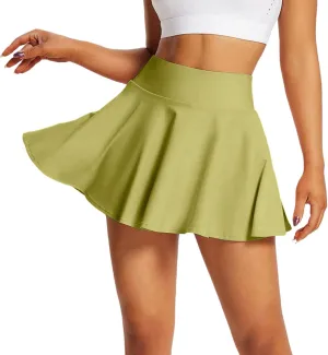 Women's High Waisted Tennis Skirts Pleated Skorts Skirts for Women with Shorts Pocket High Waist Skirt Long