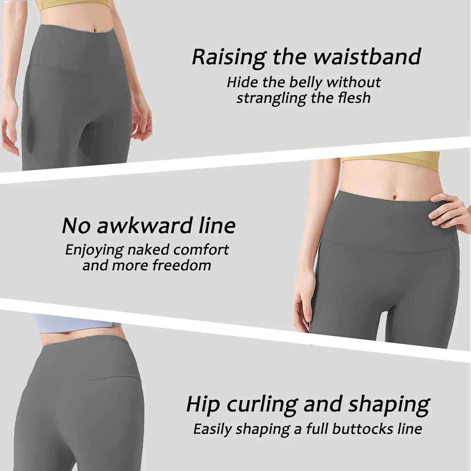 Women's Leggings High Waist Yoga Pants No See Through Workout Gym Capris, Tummy Control Sports Training Pant for Women