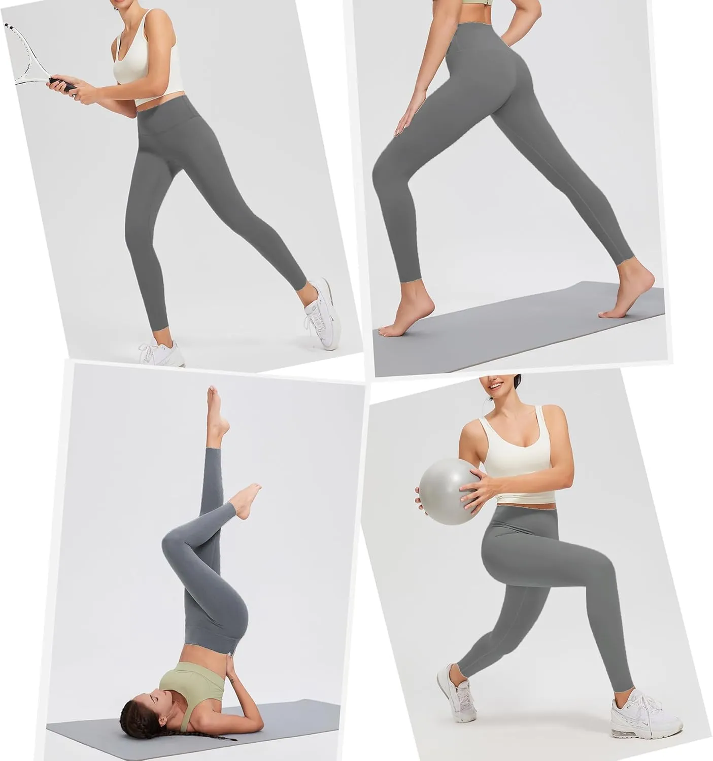 Women's Leggings High Waist Yoga Pants No See Through Workout Gym Capris, Tummy Control Sports Training Pant for Women