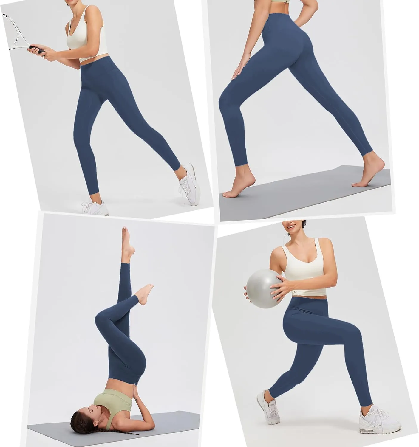 Women's Leggings High Waist Yoga Pants No See Through Workout Gym Capris, Tummy Control Sports Training Pant for Women