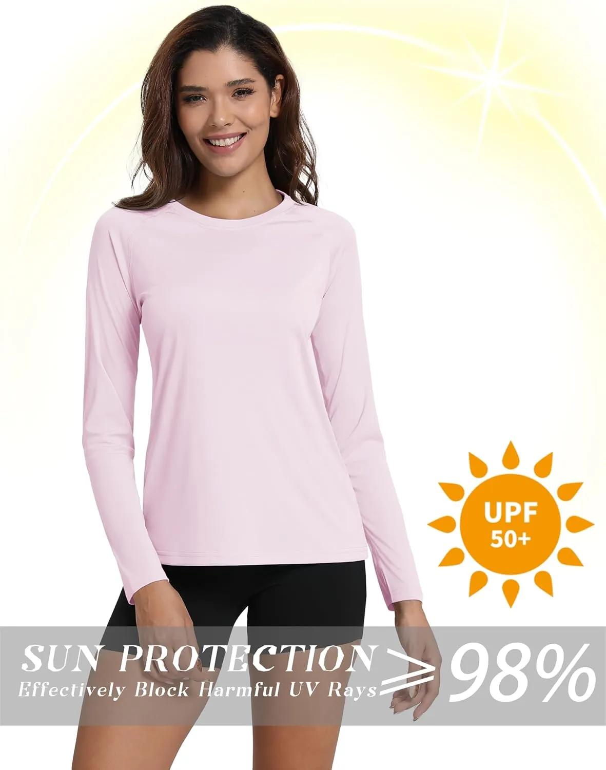 Women's Long Sleeve Shirt UPF 50  UV Sun Protection Rash Guard Lightweight Quick Dry Hiking Workout Tops