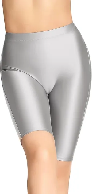 Women's Shiny Yoga Pilates Shorts Outdoor Quick Dry Pants Ultra High Rise Biker Leggings