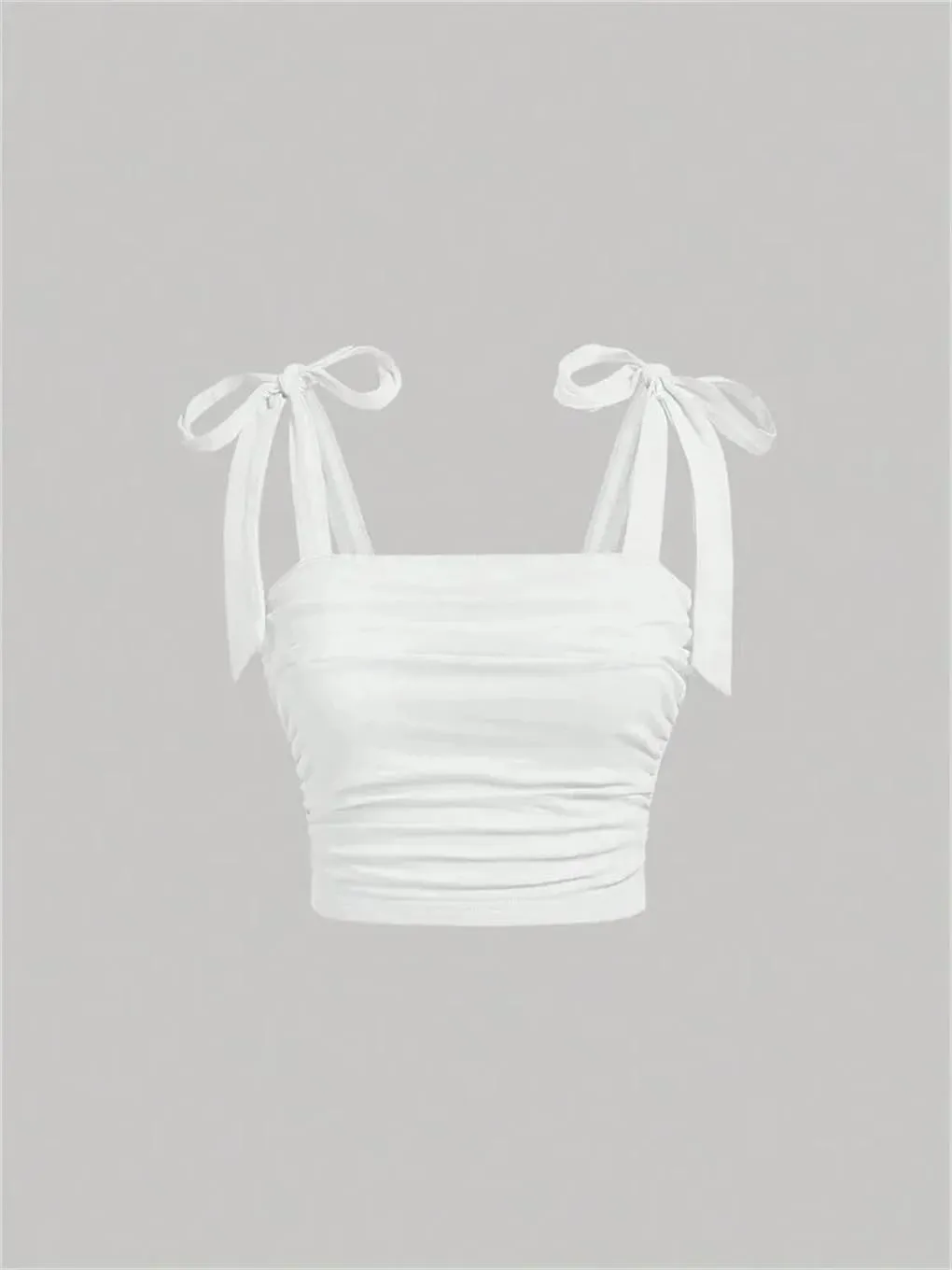 Women's Solid Color Lace-Up Shoulder Pleated Y2k Camisole