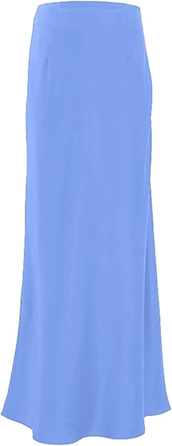 Women's Solid Color Satin Ice Silk Midi Skirt Casual Commute Long Pencil Skirt Bodycon Skirt Jean Mini Skirt