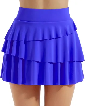 Womens Solid Color Skirt Pants High Waist Shirt Pocket Sports Pleated Skirt Training Sweat Button Down Skater