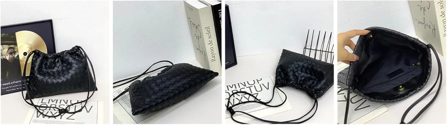 Woven Crossbody Bags For Women, Trendy Vegan Leather Dumpling Bag Simplicity Evening Shoulder Bag Purse