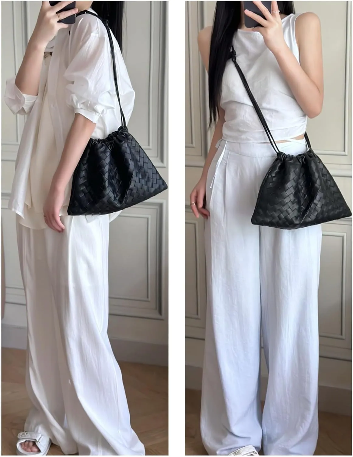 Woven Crossbody Bags For Women, Trendy Vegan Leather Dumpling Bag Simplicity Evening Shoulder Bag Purse