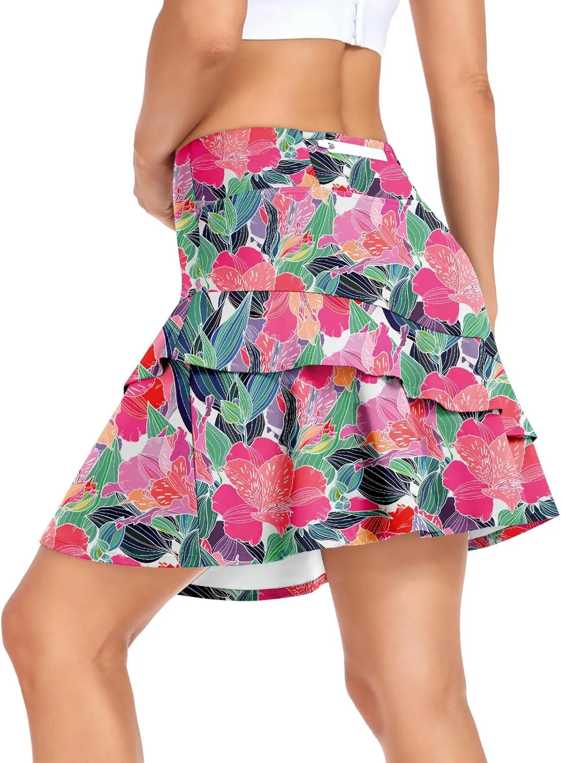 WOWENY Womens 20'' Knee Length Tennis Skirts Athletic Long Golf Skorts Skirts with Inner Shorts Pockets