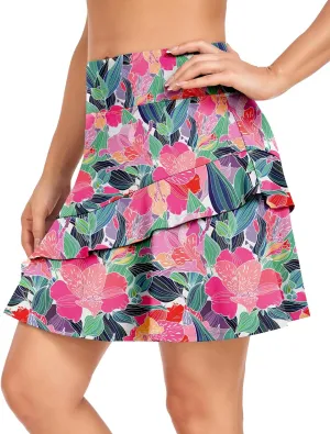 WOWENY Womens 20'' Knee Length Tennis Skirts Athletic Long Golf Skorts Skirts with Inner Shorts Pockets