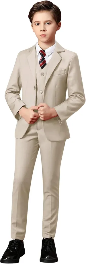 Yanlu Boys Suits Set Vest Pants Dress Shirt and Tie for Toddler Kids Formal Dresswear