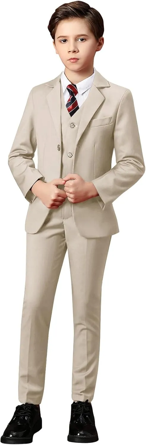 Yanlu Boys Suits Set Vest Pants Dress Shirt and Tie for Toddler Kids Formal Dresswear