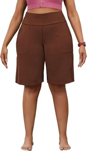 YOHOYOHA Plus Size Women Yoga Shorts-Capris Pants Wide Leg Casual Workout Pants