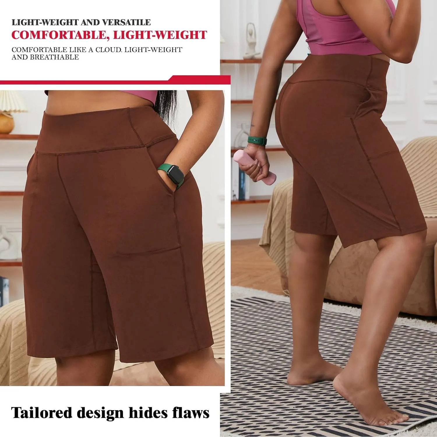 YOHOYOHA Plus Size Women Yoga Shorts-Capris Pants Wide Leg Casual Workout Pants