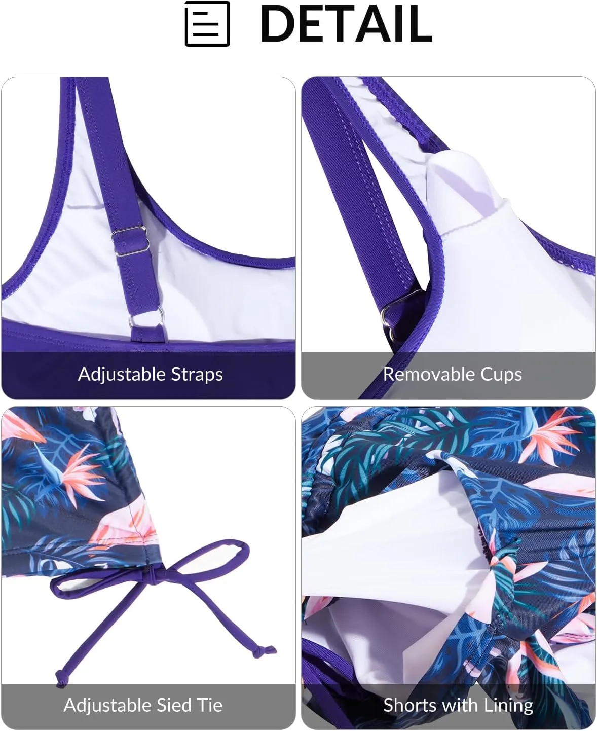 Yonique Blouson Tankini Swimsuits for Women 2 Piece Bathing Suits Tops with Boyshorts Modest Loose Fit Swimwear