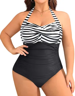 Yonique Plus Size Bathing Suit for Women One Piece Swimsuit Tummy Control Halter Tops for Women Swimwear