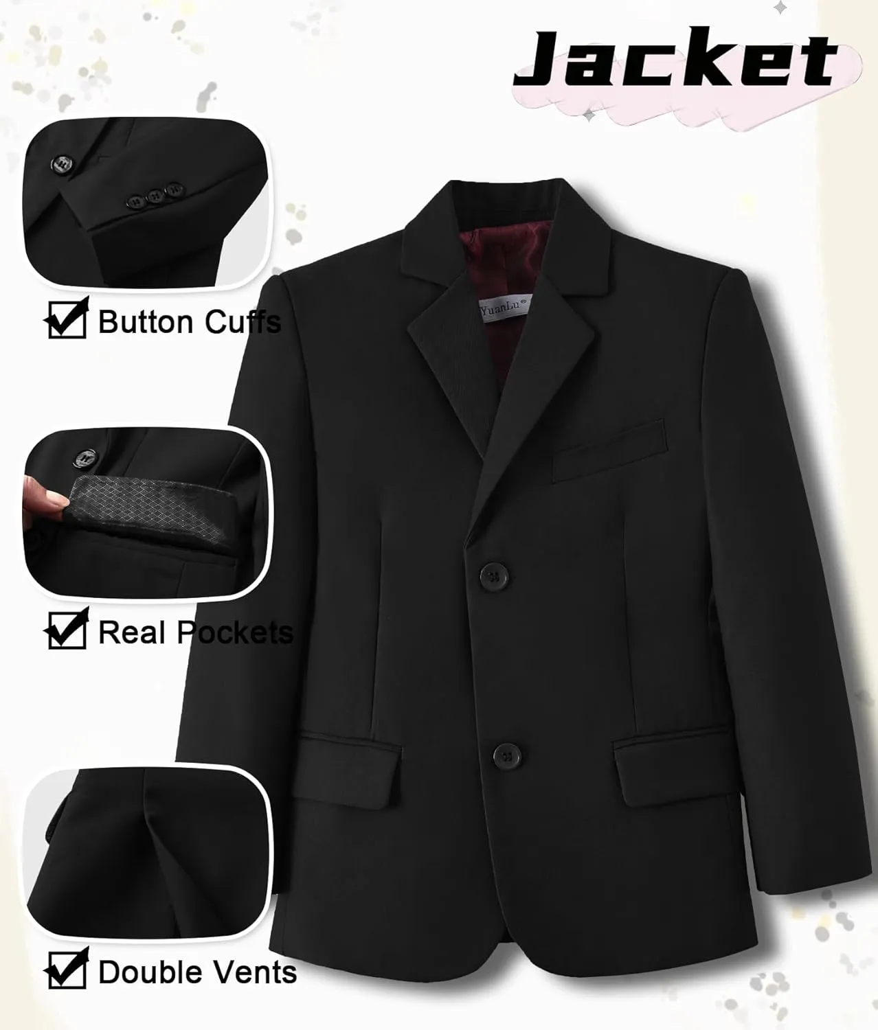 YuanLu Suits for Boys Ring Bearer Outfit Formal Vest and Pants Suit for Boy Wedding Suits Set