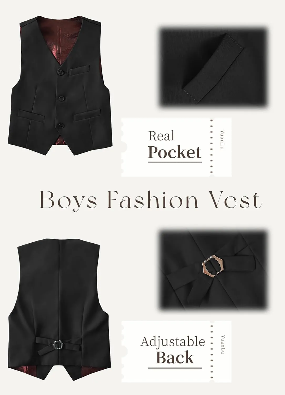 YuanLu Suits for Boys Ring Bearer Outfit Formal Vest and Pants Suit for Boy Wedding Suits Set