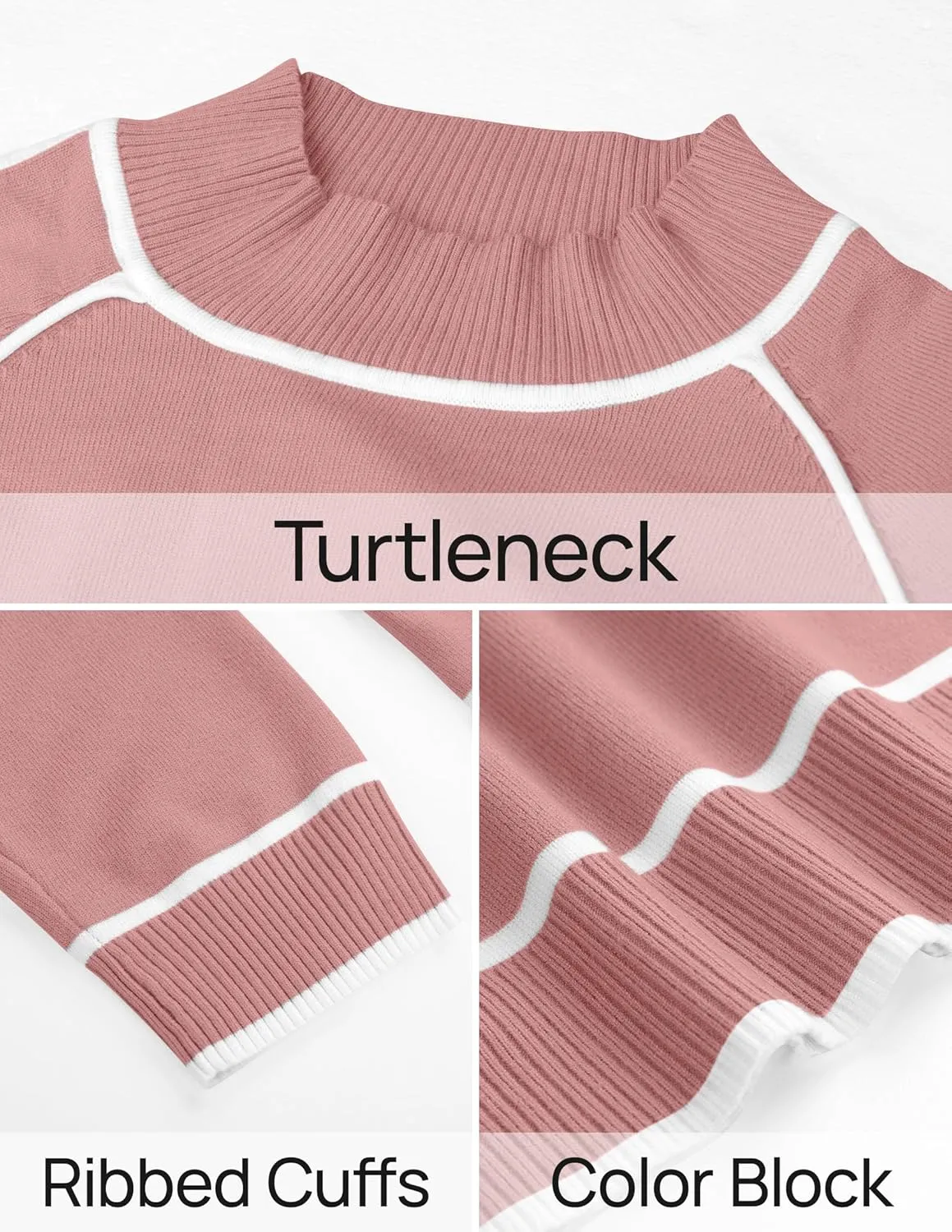 ZESICA Women's Two Piece Outfits Sweater Sets Long Sleeve Turtleneck Pullover Tops Wide Leg Pants Lounge Sets