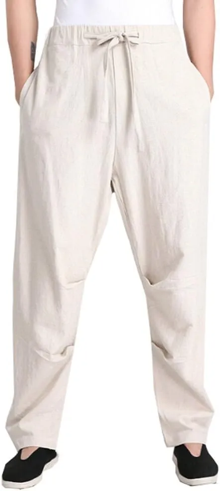 ZooBoo Men's Martial Arts Pants Kung Fu Linen Trousers Tang Suit Pants