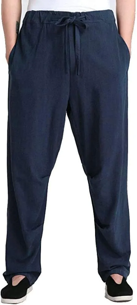 ZooBoo Men's Martial Arts Pants Kung Fu Linen Trousers Tang Suit Pants