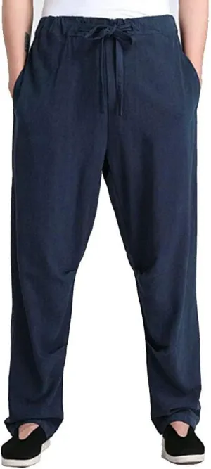 ZooBoo Men's Martial Arts Pants Kung Fu Linen Trousers Tang Suit Pants