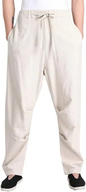 ZooBoo Men's Martial Arts Pants Kung Fu Linen Trousers Tang Suit Pants