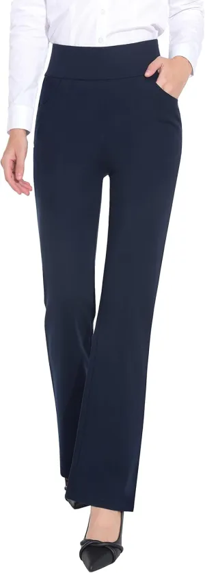 ZTN Women's High Waist Pull-On Dress Pants Tummy Control Work Pants for Business Casual Trousers with 4 Pockets