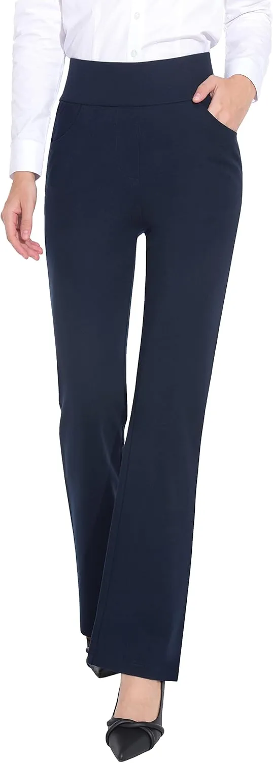 ZTN Women's High Waist Pull-On Dress Pants Tummy Control Work Pants for Business Casual Trousers with 4 Pockets