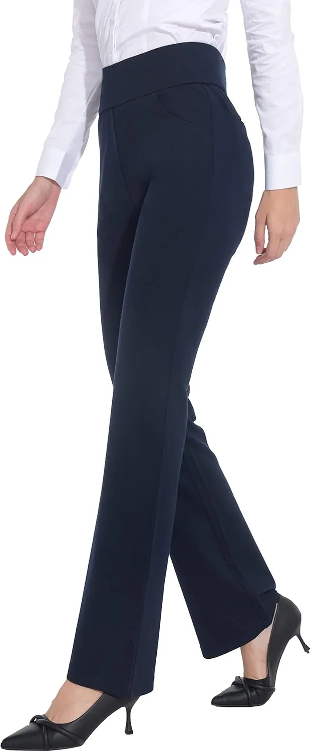 ZTN Women's High Waist Pull-On Dress Pants Tummy Control Work Pants for Business Casual Trousers with 4 Pockets